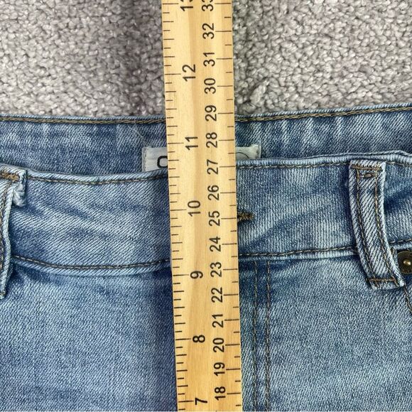 Oat New York Jeans Women’s 6 Flare High Rise Light Wash Fray Hem Denim Stretch - Picture 9 of 12